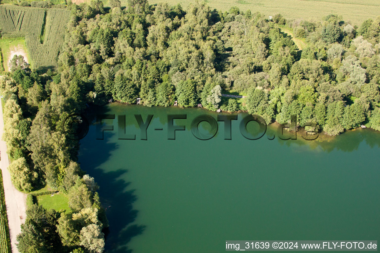 Quarry lake in the district Urloffen in Appenweier in the state Baden-Wuerttemberg, Germany out of the air