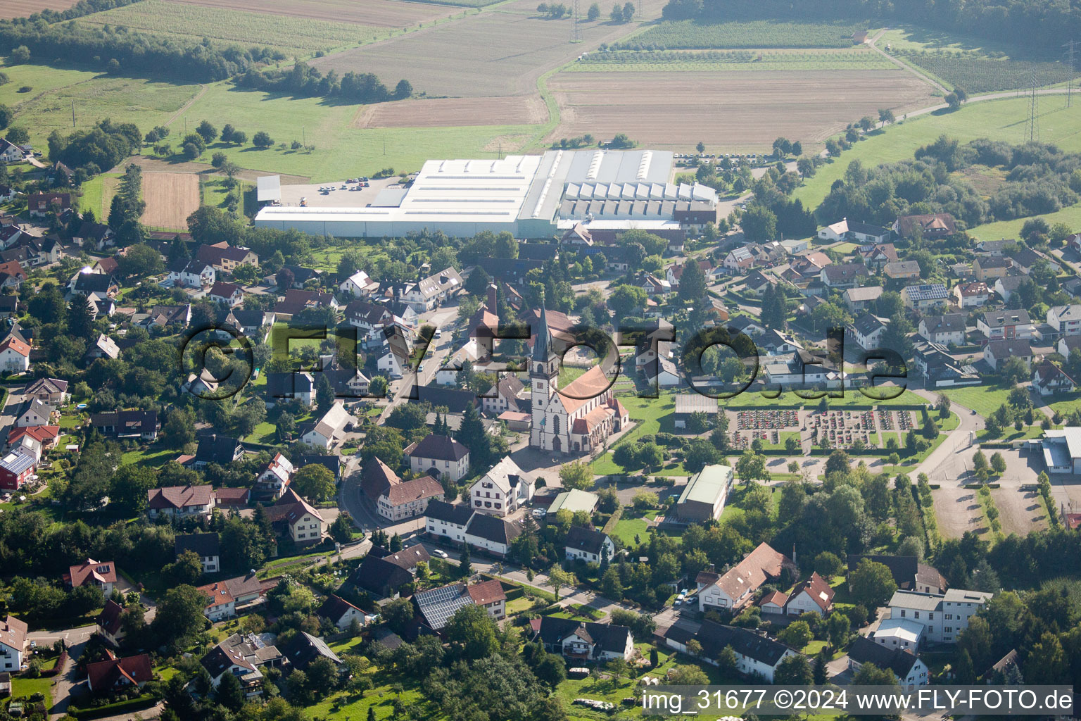 Town View of the streets and houses of the residential areas in the district Grossweier in Achern in the state Baden-Wurttemberg