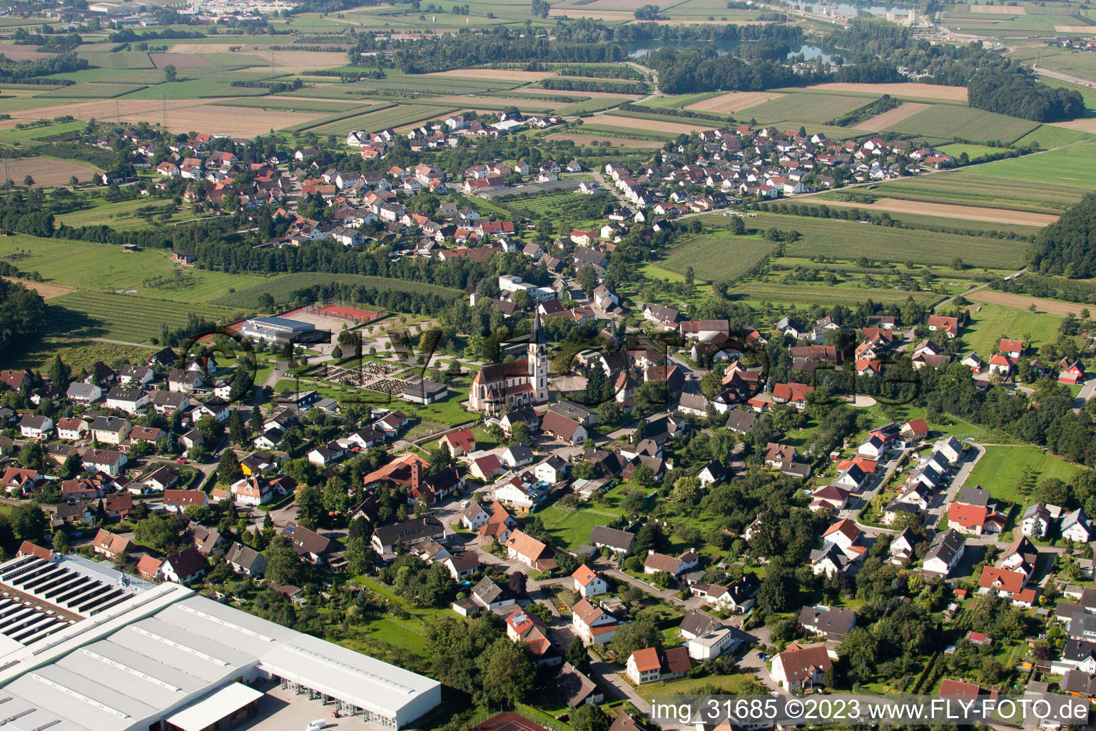 From the north in the district Großweier in Achern in the state Baden-Wuerttemberg, Germany