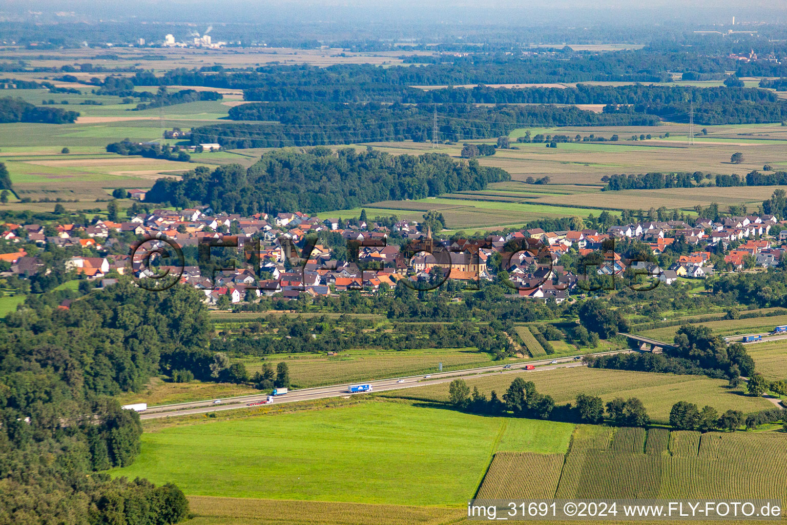 From the southeast in the district Unzhurst in Ottersweier in the state Baden-Wuerttemberg, Germany