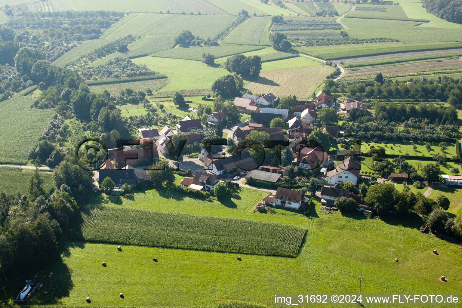 Aerial photograpy of District Walzfeld in Ottersweier in the state Baden-Wuerttemberg, Germany