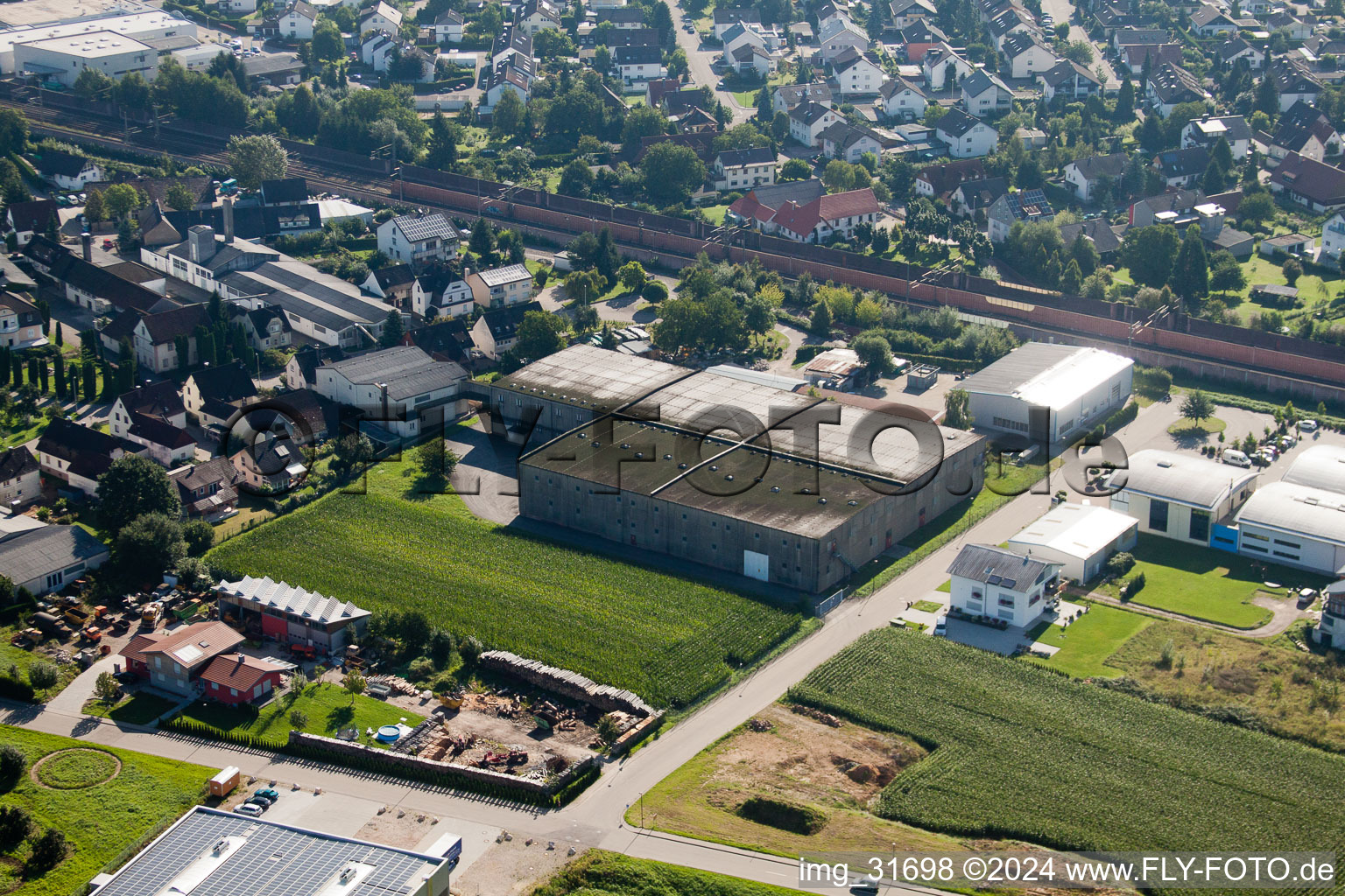 Building and production halls on the premises of Muffenrohr GmbH in Ottersweier in the state Baden-Wurttemberg out of the air