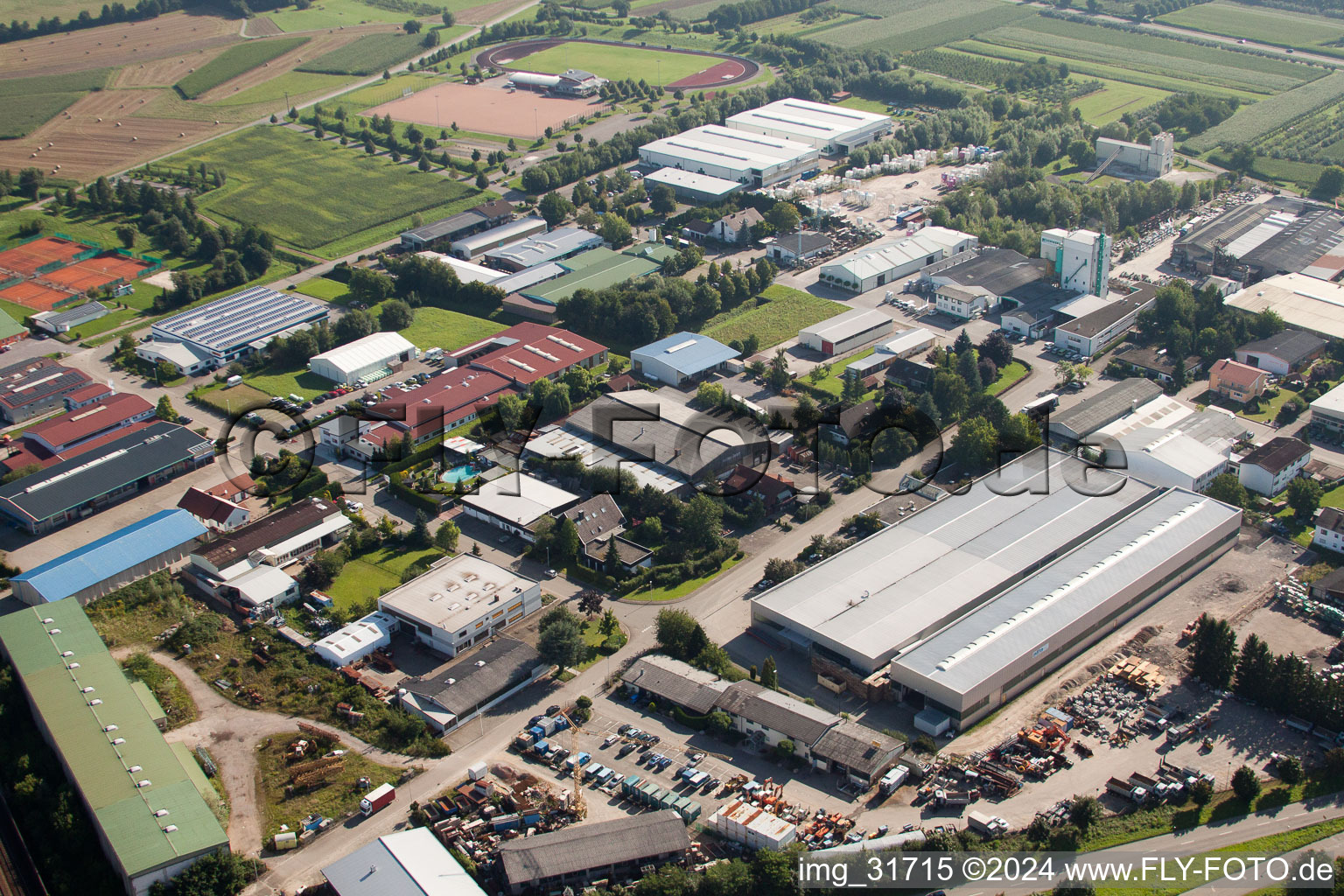 Industrial area Industriestr in the district Hatzenweier in Ottersweier in the state Baden-Wuerttemberg, Germany