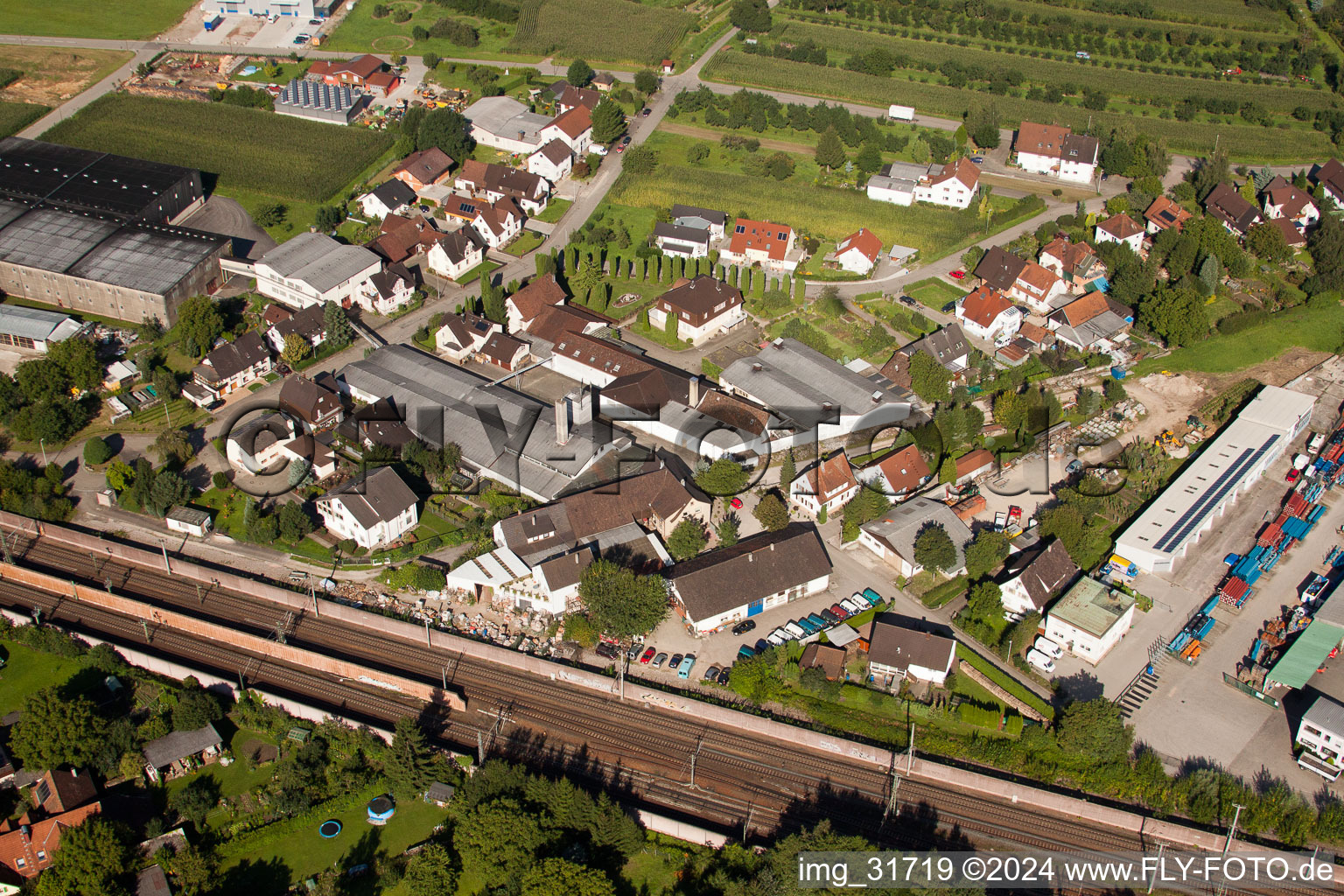 Building and production halls on the premises of Muffenrohr GmbH in Ottersweier in the state Baden-Wurttemberg out of the air