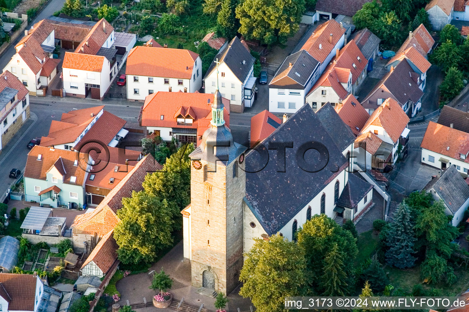 Aerial view of Steinfeld in the state Rhineland-Palatinate, Germany