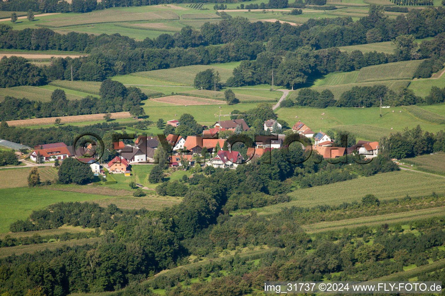 Oblique view of District Walzfeld in Ottersweier in the state Baden-Wuerttemberg, Germany