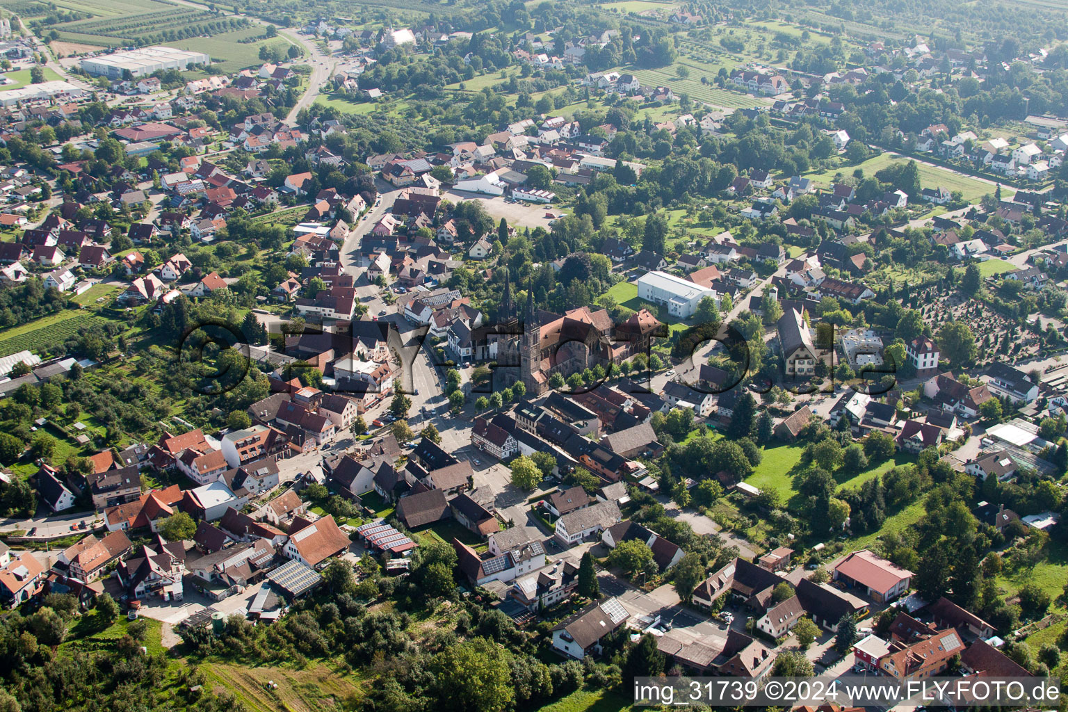 Aerial view of District Weier in Ottersweier in the state Baden-Wuerttemberg, Germany