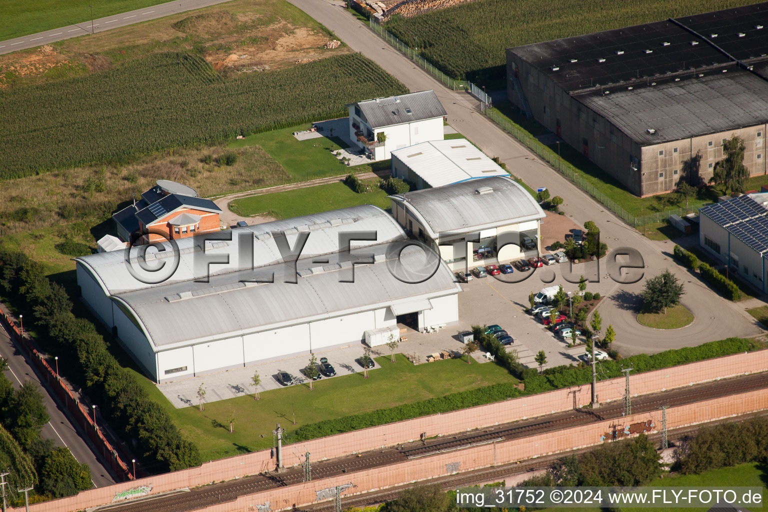 Aerial photograpy of Print Equipment GmbH in the district Weier in Ottersweier in the state Baden-Wuerttemberg, Germany