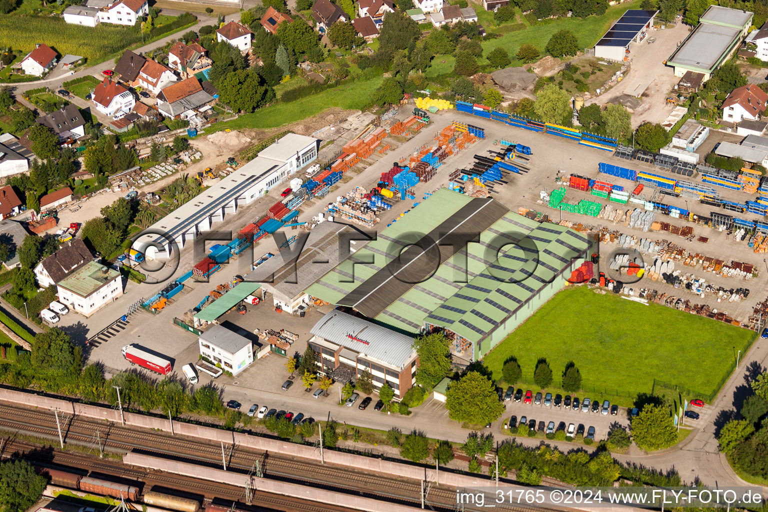 Building and production halls on the premises of Muffenrohr Tiefbauhandel GmbH in Ottersweier in the state Baden-Wurttemberg, Germany