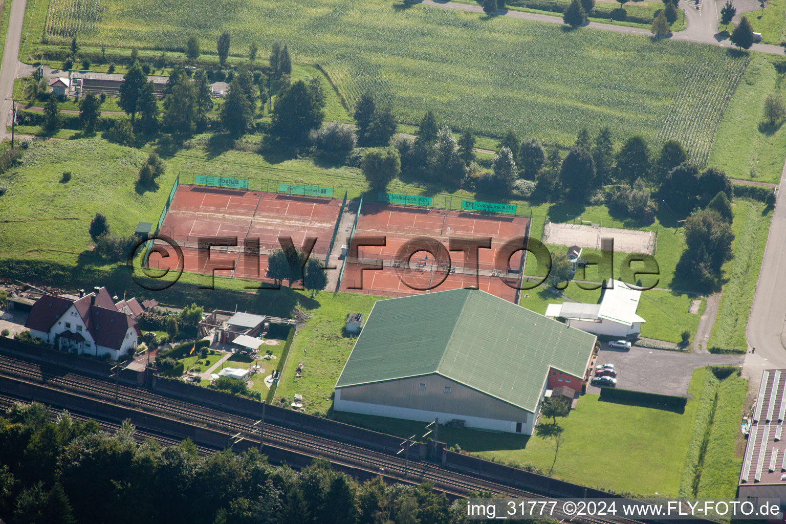 Oblique view of District Hatzenweier in Ottersweier in the state Baden-Wuerttemberg, Germany