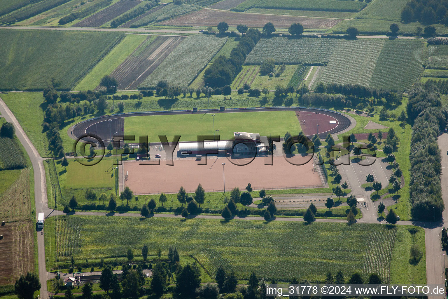 Aerial view of Sports facility in the district Hatzenweier in Ottersweier in the state Baden-Wuerttemberg, Germany