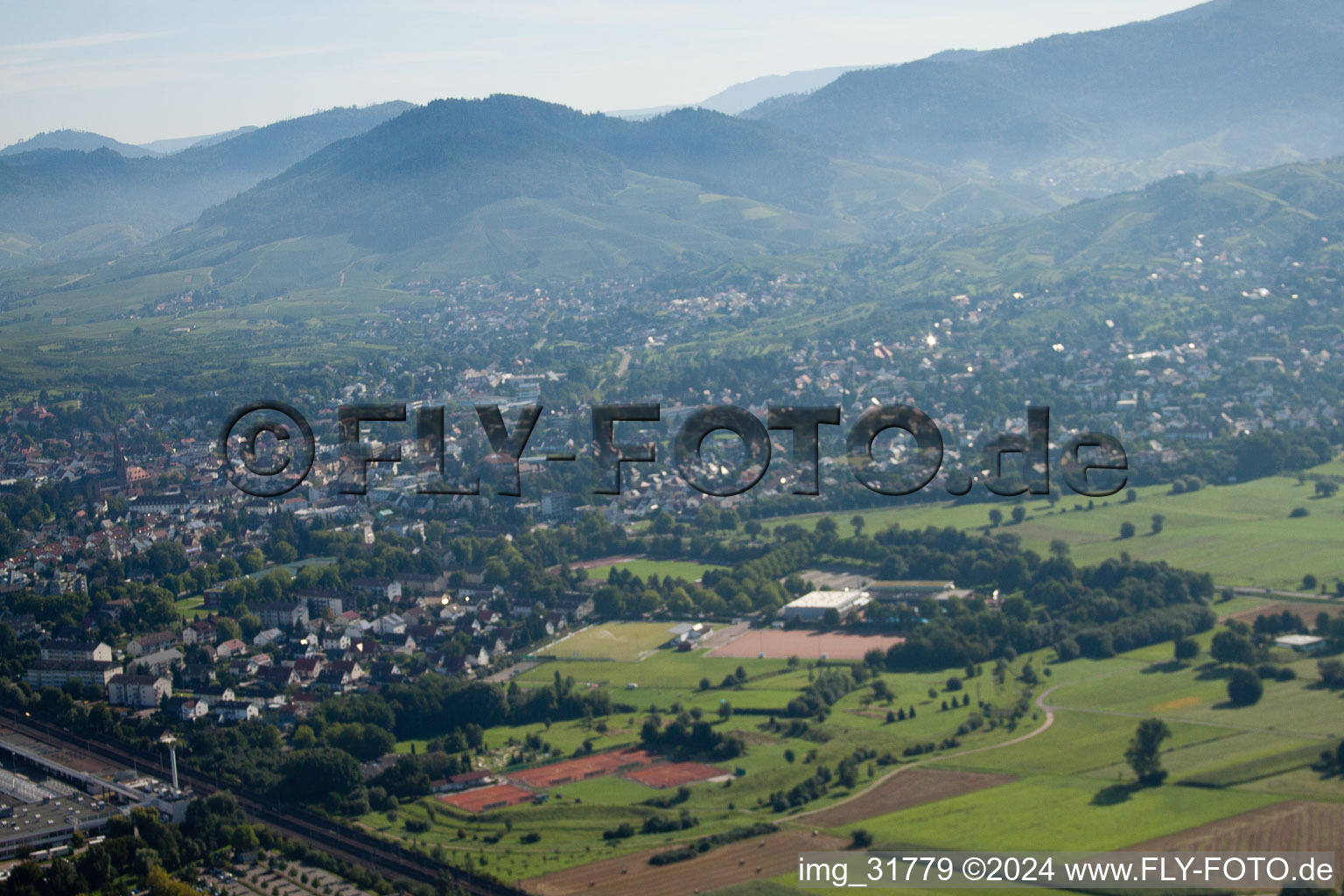 Oblique view of District Kappelwindeck in Bühl in the state Baden-Wuerttemberg, Germany