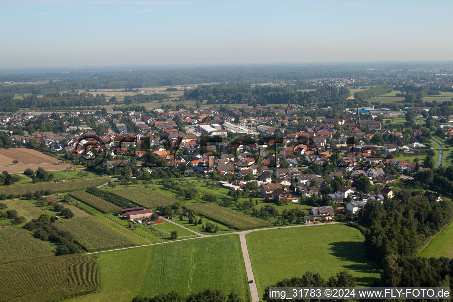 From the south in the district Vimbuch in Bühl in the state Baden-Wuerttemberg, Germany