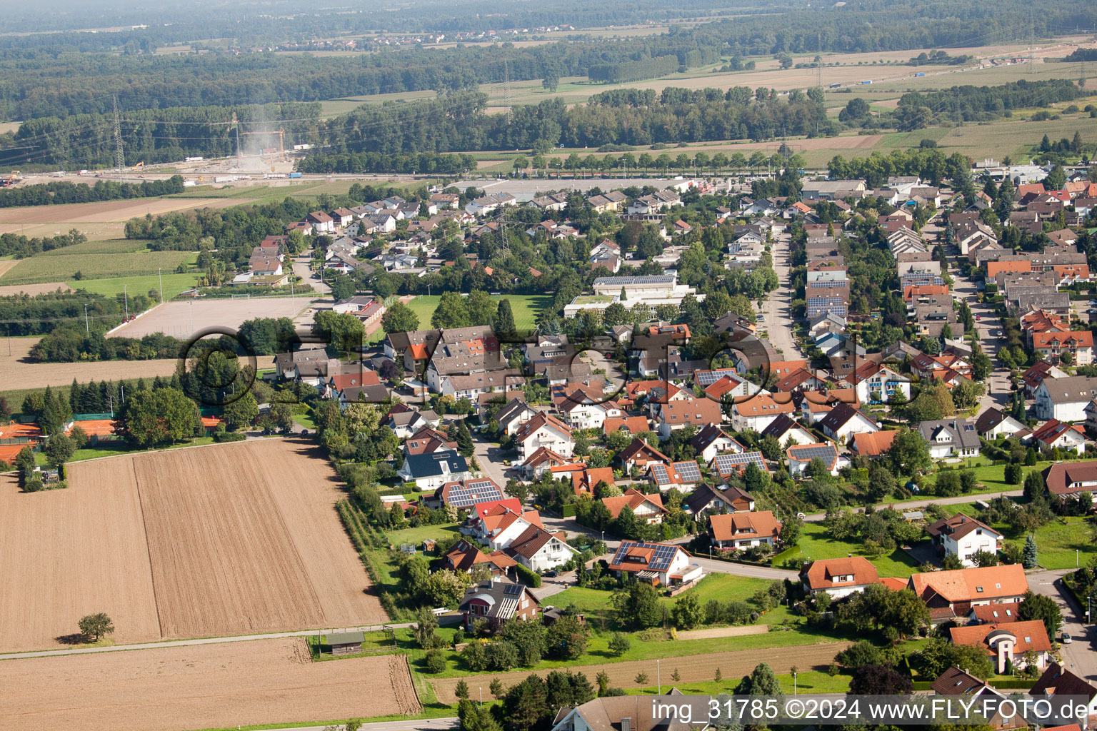 District Vimbuch in Bühl in the state Baden-Wuerttemberg, Germany seen from above