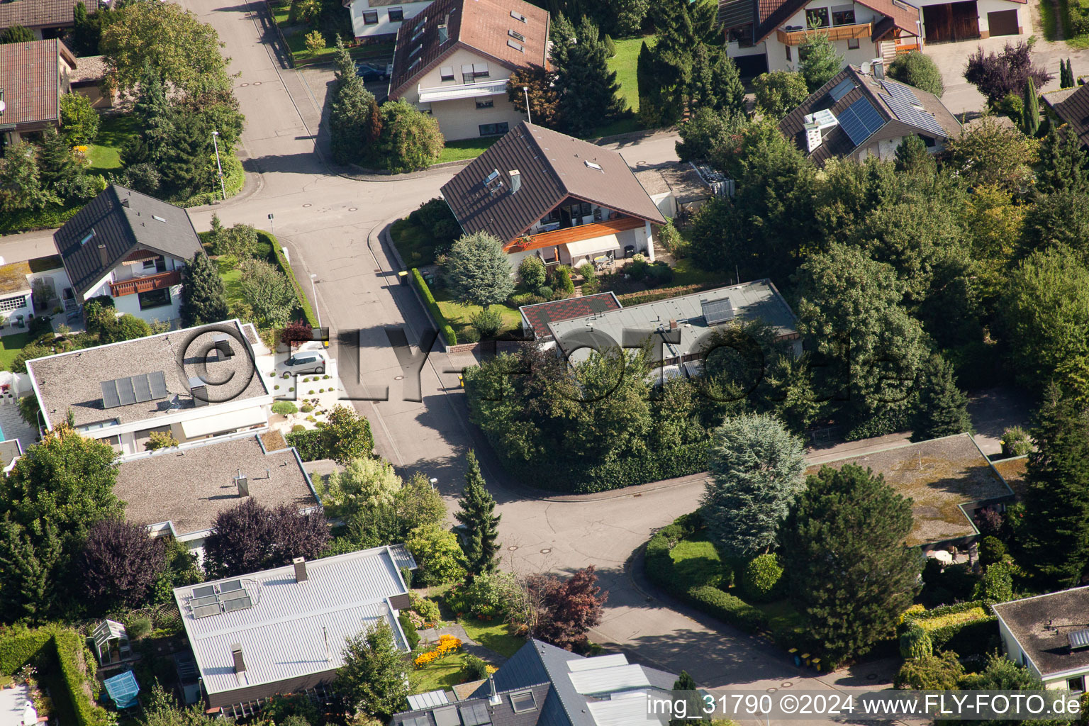 Aerial view of Fasanenstr in the district Vimbuch in Bühl in the state Baden-Wuerttemberg, Germany