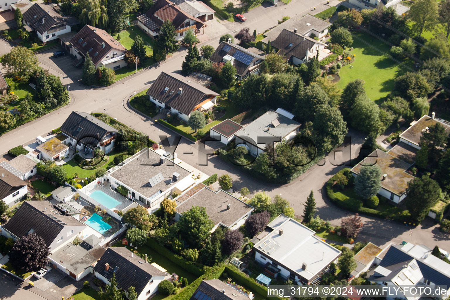 Fasanenstr in the district Vimbuch in Bühl in the state Baden-Wuerttemberg, Germany out of the air