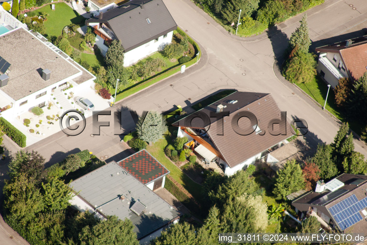 Aerial view of Fasanenstr in the district Vimbuch in Bühl in the state Baden-Wuerttemberg, Germany