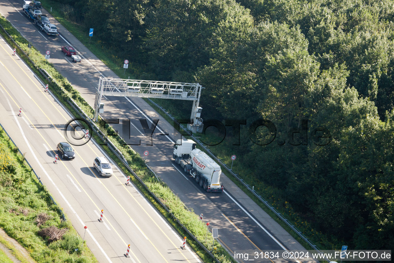 Highway toll bridge at the A 5 in Buehl in the state Baden-Wurttemberg