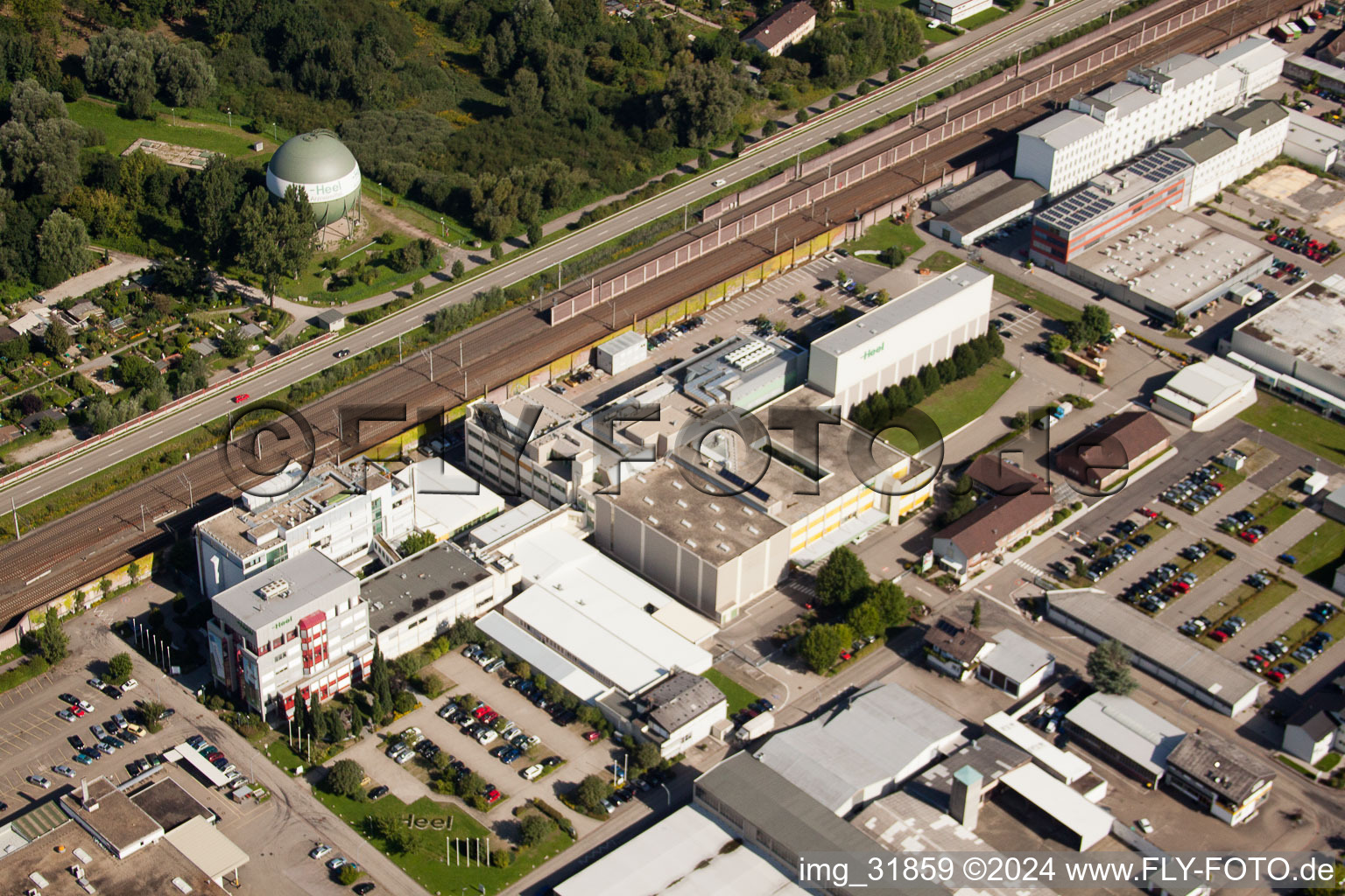 Building and production halls on the premises of Biologische Heilmittel Heel GmbH Dr.-Reckeweg-Strasse in the district Oos in Baden-Baden in the state Baden-Wurttemberg