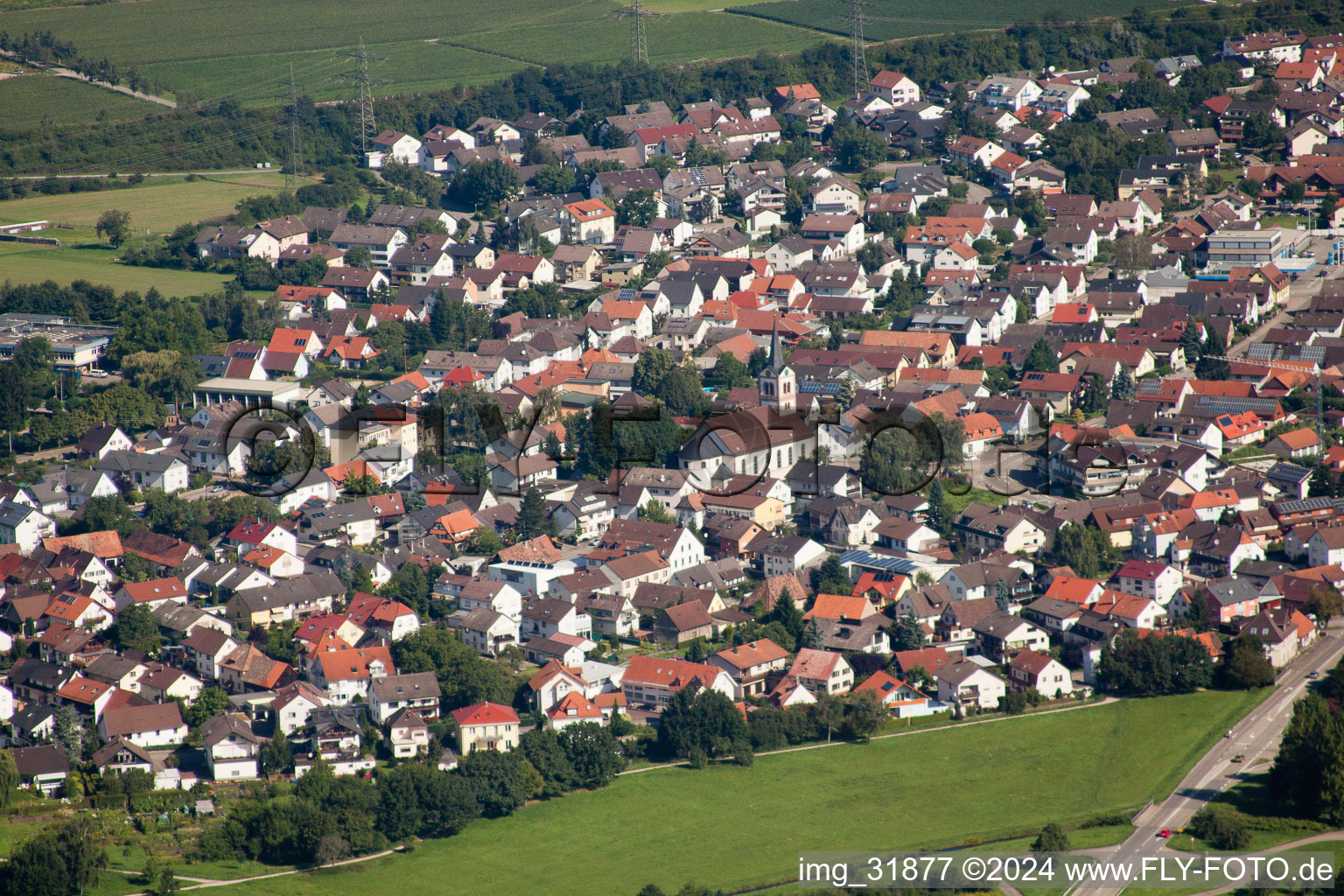 Aerial photograpy of District Sandweier in Baden-Baden in the state Baden-Wuerttemberg, Germany