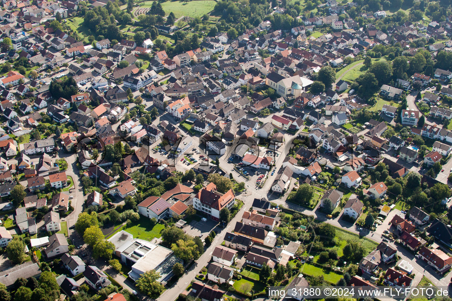 Town View of the streets and houses of the residential areas in the district Haueneberstein in Baden-Baden in the state Baden-Wurttemberg, Germany