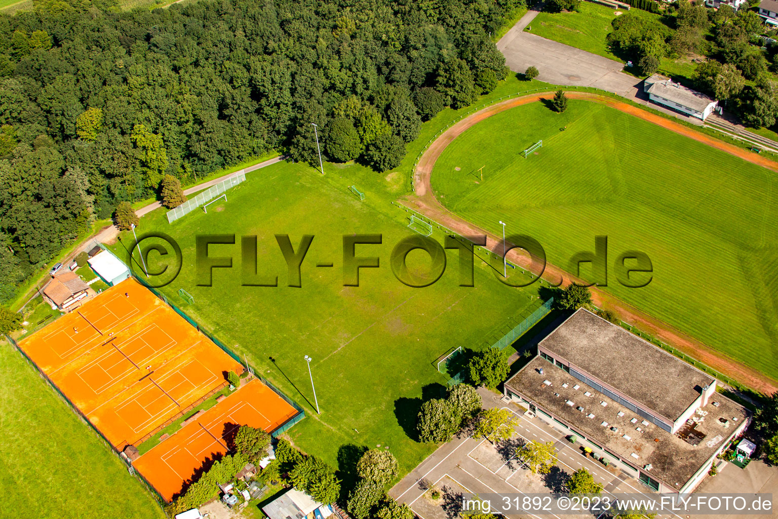 Aerial photograpy of Football club 1919 Rauental in the district Rauental in Rastatt in the state Baden-Wuerttemberg, Germany