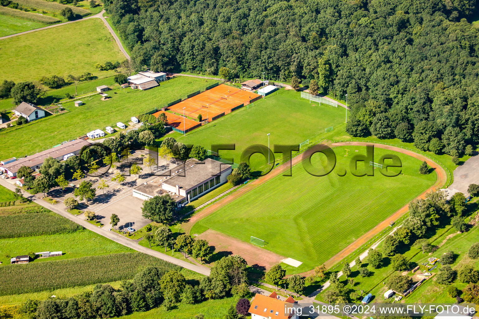 Ensemble of sports grounds of F.V. Germania Rauental 1919 e.V. in the district Rauental in Rastatt in the state Baden-Wurttemberg, Germany