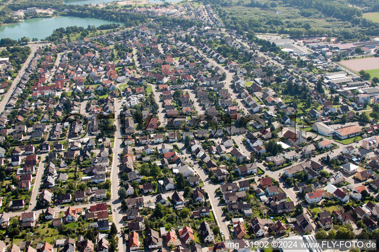 Drone image of Muggensturm in the state Baden-Wuerttemberg, Germany