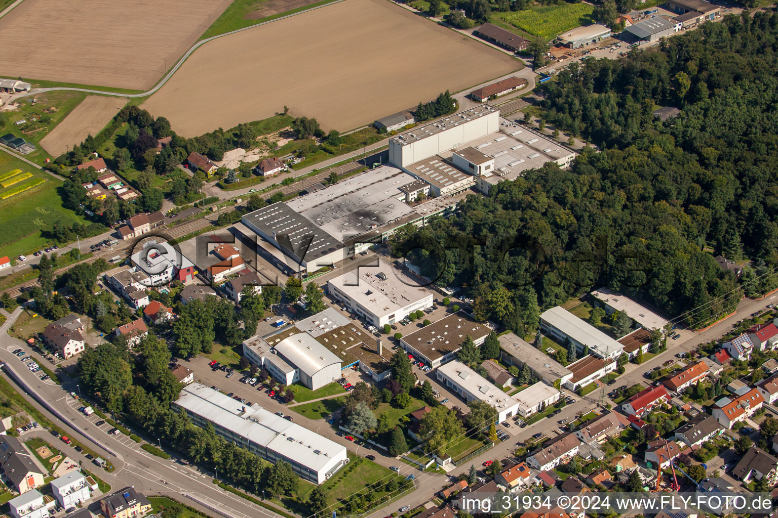 Akazienweg commercial area in the district Silberstreifen in Rheinstetten in the state Baden-Wuerttemberg, Germany