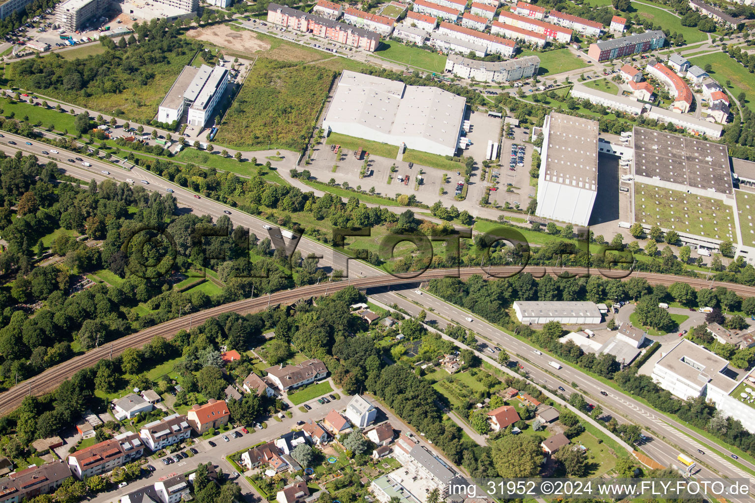 Routing the railway junction of rail and track systems Deutsche Bahn in Karlsruhe in the state Baden-Wurttemberg