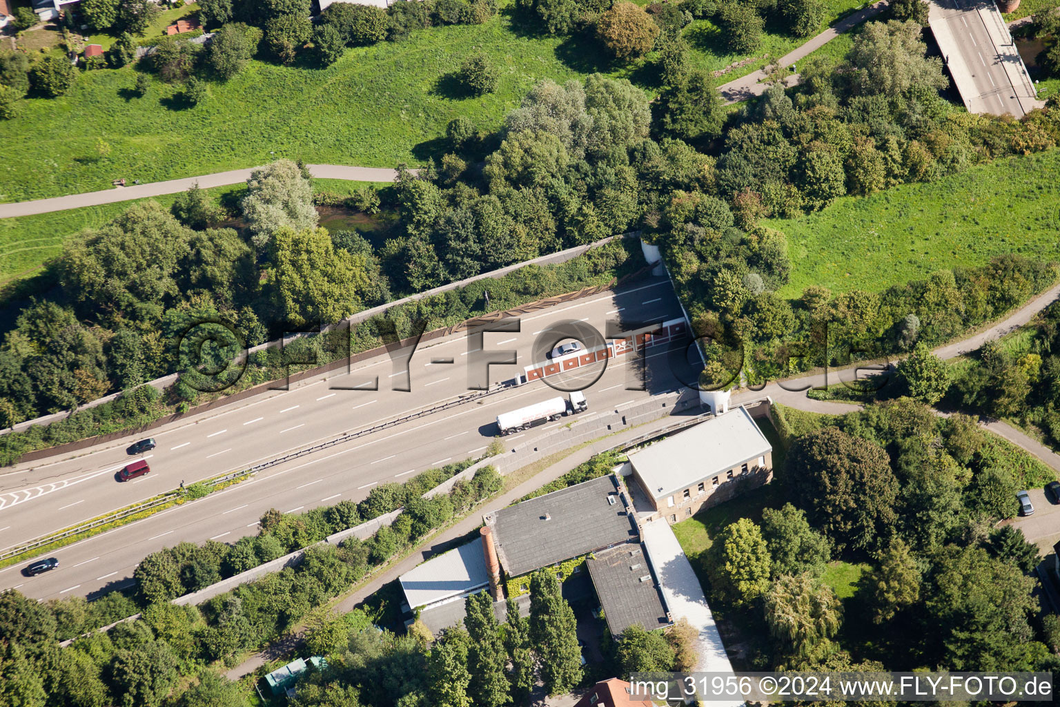 Entry and exit area of Edeltrud Tunnel in the district Beiertheim - Bulach in Karlsruhe in the state Baden-Wurttemberg