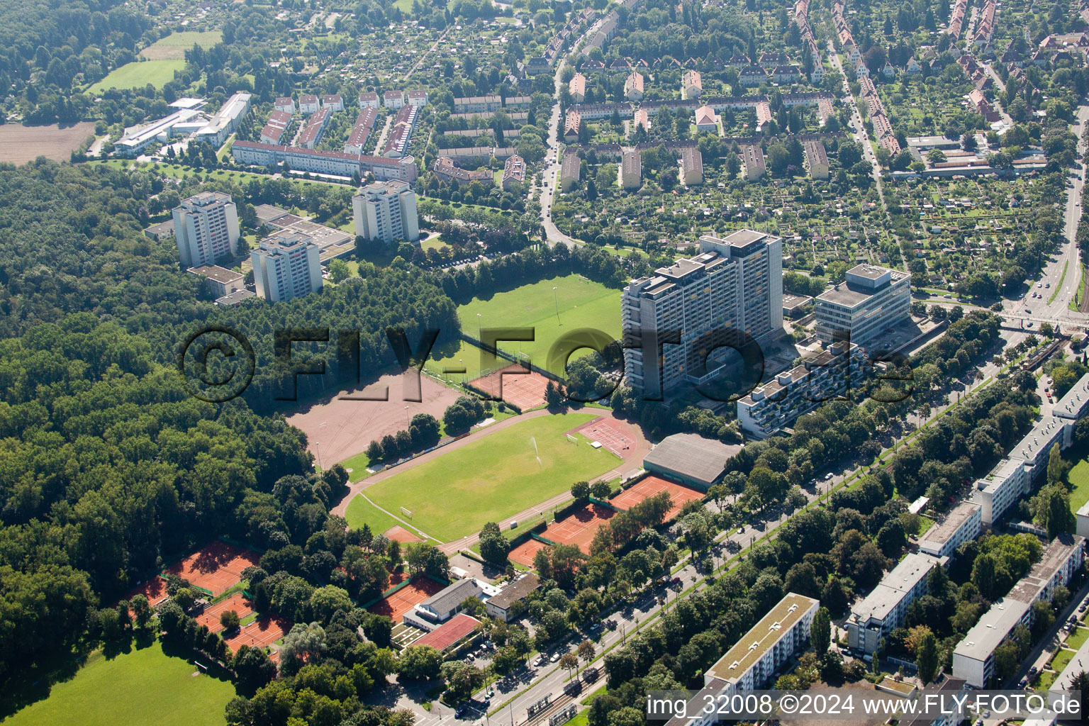 District Weiherfeld-Dammerstock in Karlsruhe in the state Baden-Wuerttemberg, Germany out of the air