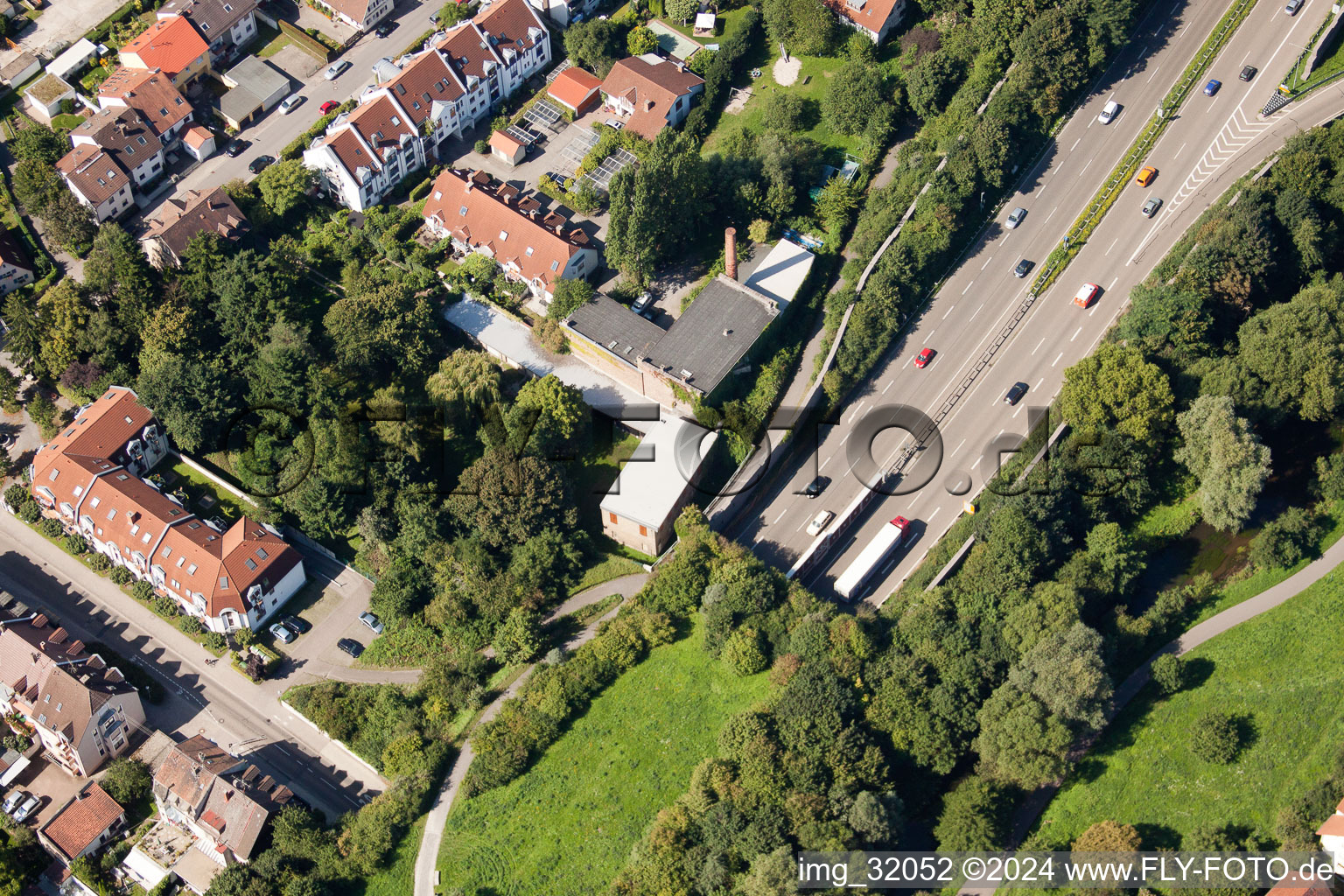 Entry and exit area of Edeltrud Tunnel in the district Beiertheim - Bulach in Karlsruhe in the state Baden-Wurttemberg out of the air