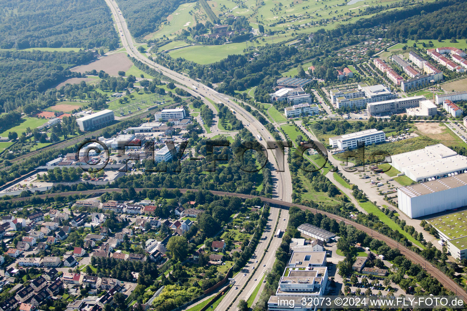 Railway bridge building to route the train tracks in Karlsruhe in the state Baden-Wurttemberg