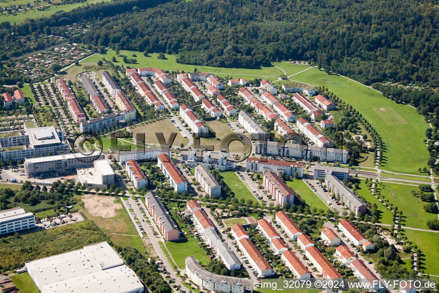 Wilhelm Leuchner Street in the district Oberreut in Karlsruhe in the state Baden-Wuerttemberg, Germany