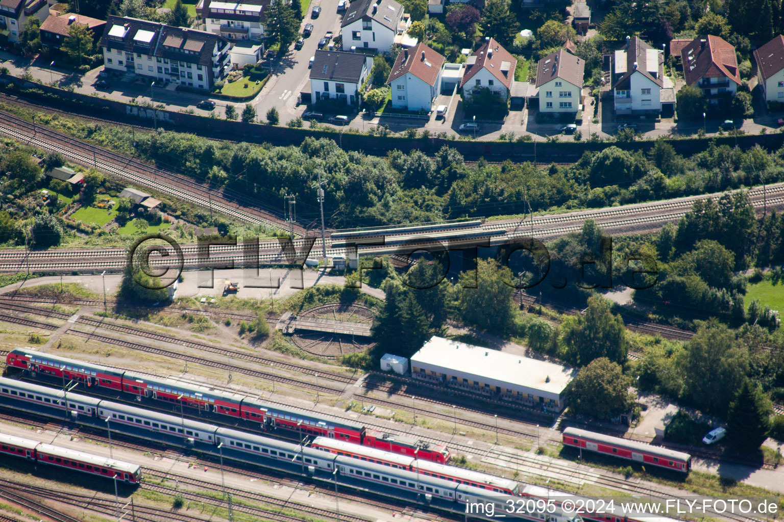 Trackage and rail routes on the roundhouse - locomotive hall of the railway operations work Dampflokfreunde Karlsruhe e.V. in the district Beiertheim - Bulach in Karlsruhe in the state Baden-Wurttemberg