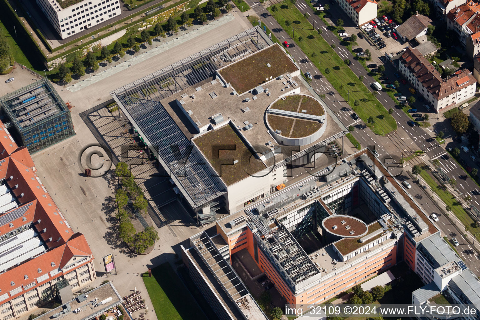 Building of the cinema - movie theater Filmpalast am ZKM in Karlsruhe in the state Baden-Wurttemberg