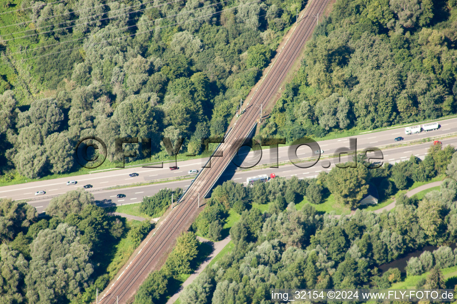 Railway crossing B10 in the district Knielingen in Karlsruhe in the state Baden-Wuerttemberg, Germany