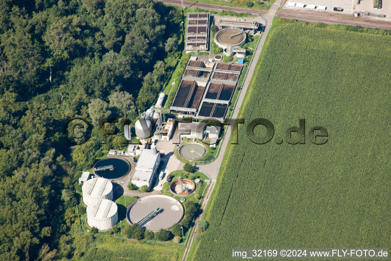 Sewage treatment plant in the district Knielingen in Karlsruhe in the state Baden-Wuerttemberg, Germany