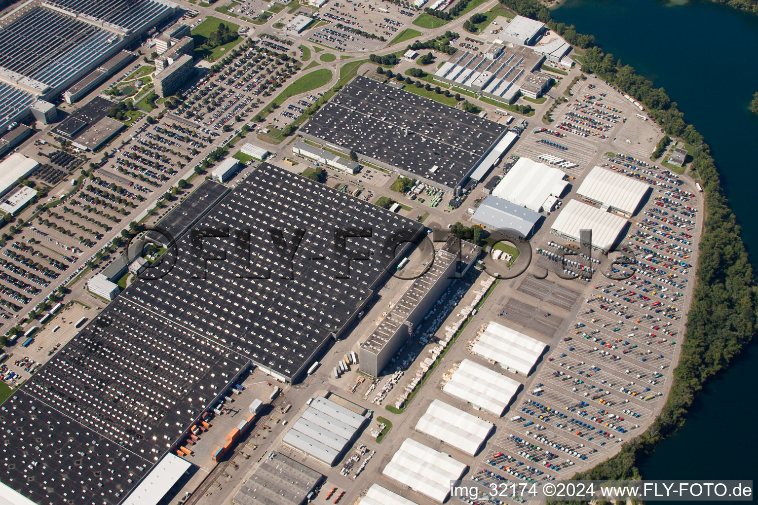 Production site for trucks and their delivery parking of Daimler Truck facilities Woerth in Woerth am Rhein in the state Rhineland-Palatinate