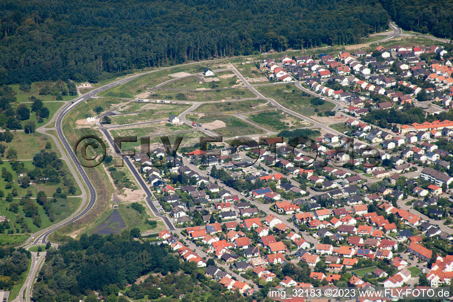 Jockgrim in the state Rhineland-Palatinate, Germany from the drone perspective