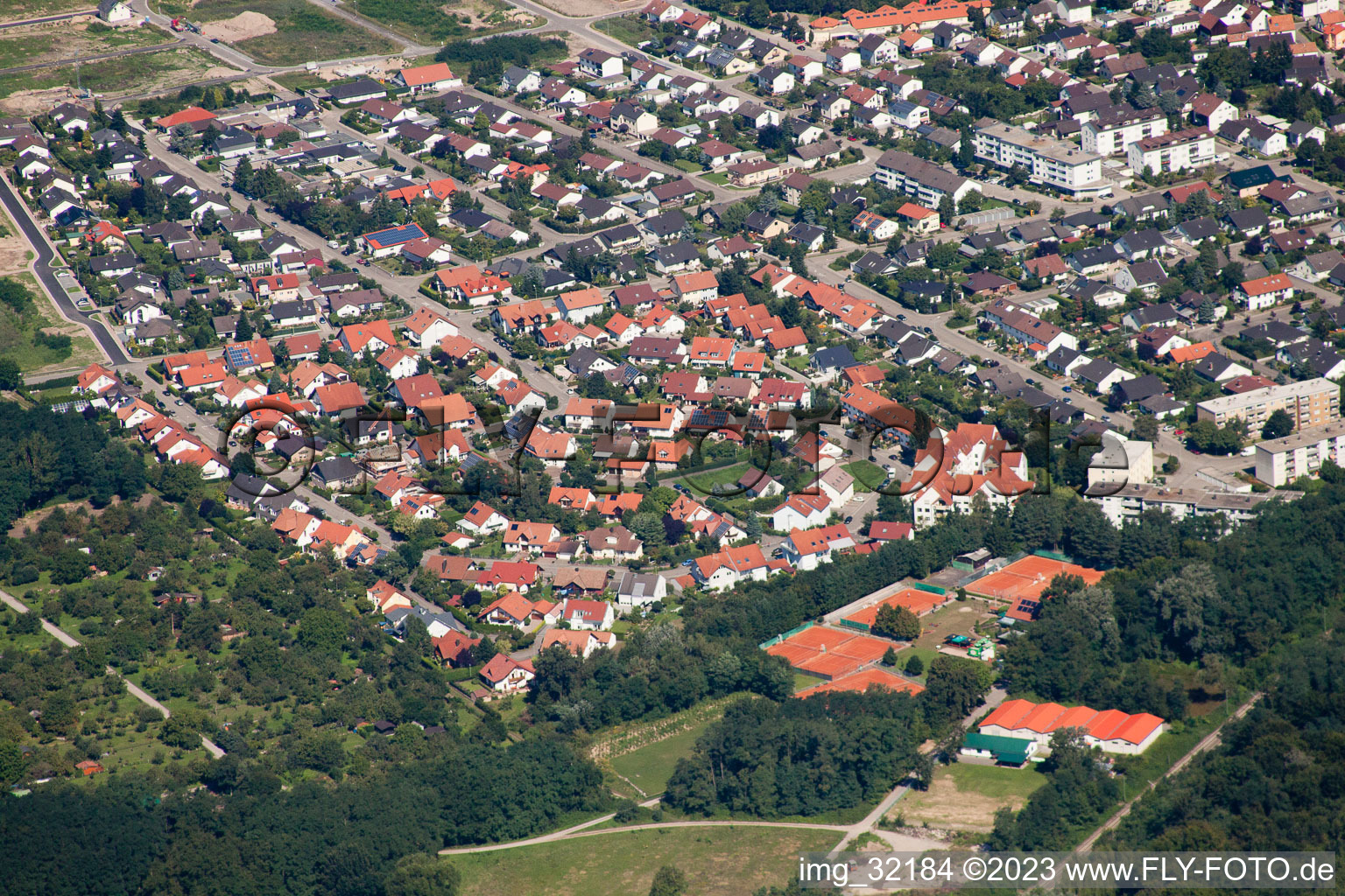 Jockgrim in the state Rhineland-Palatinate, Germany from a drone