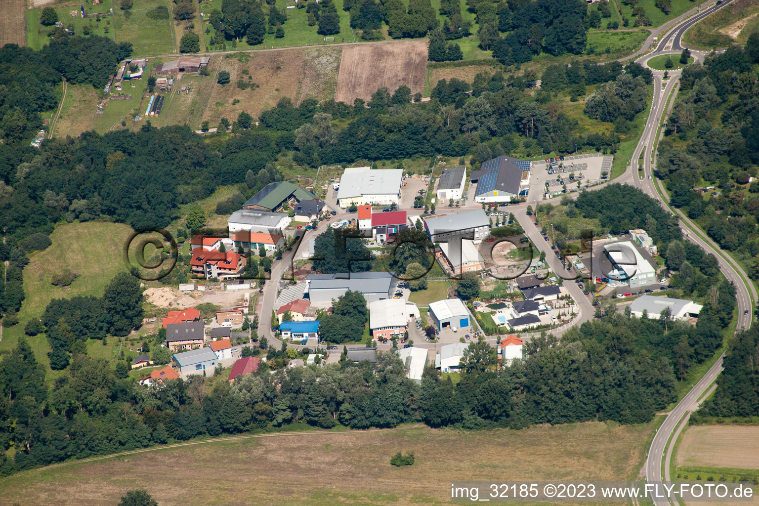 Jockgrim in the state Rhineland-Palatinate, Germany seen from a drone