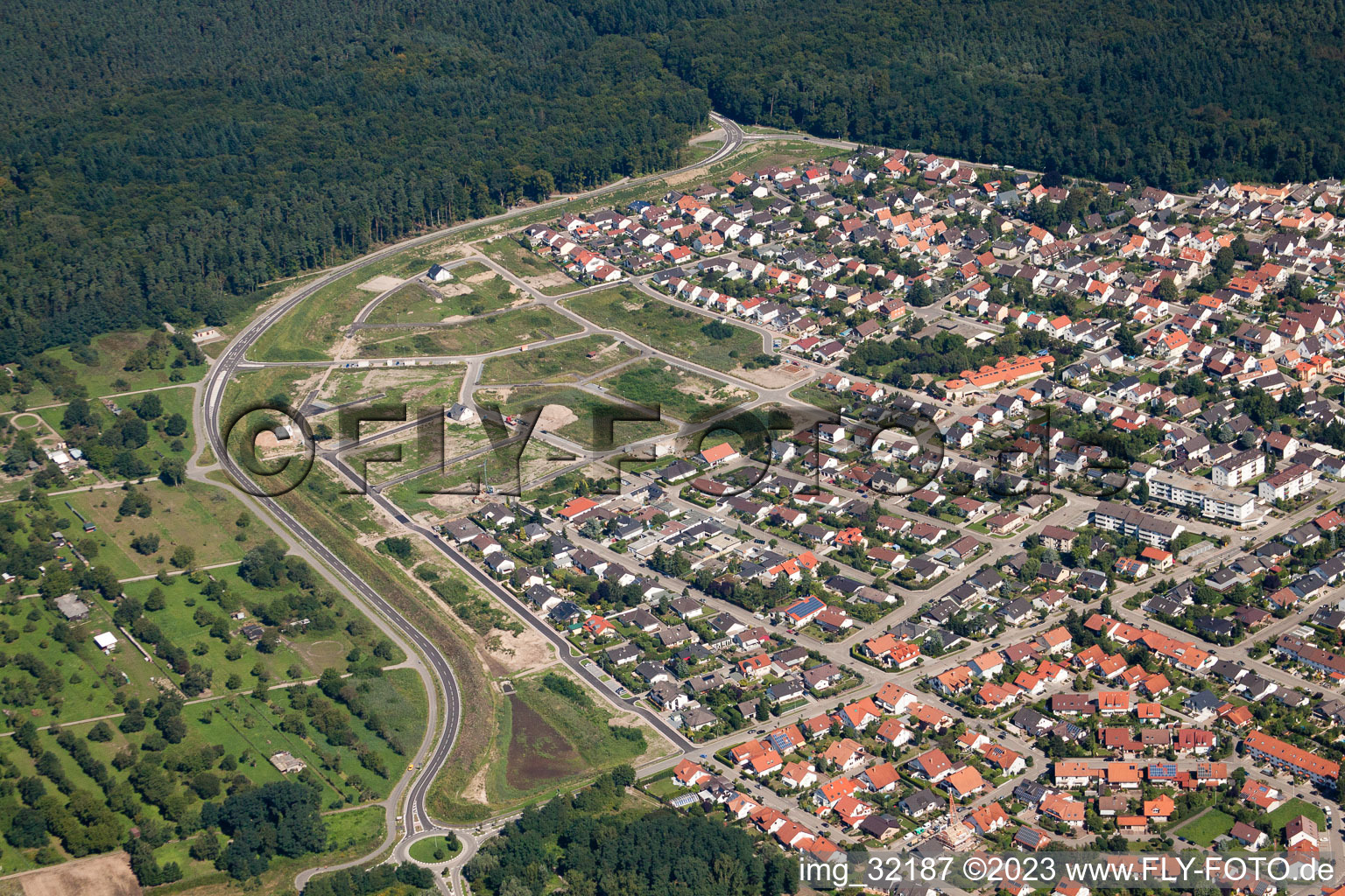 Aerial view of Jockgrim in the state Rhineland-Palatinate, Germany