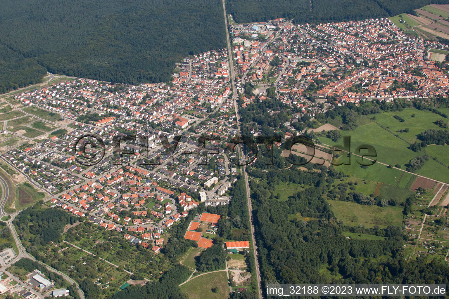 Aerial photograpy of Jockgrim in the state Rhineland-Palatinate, Germany