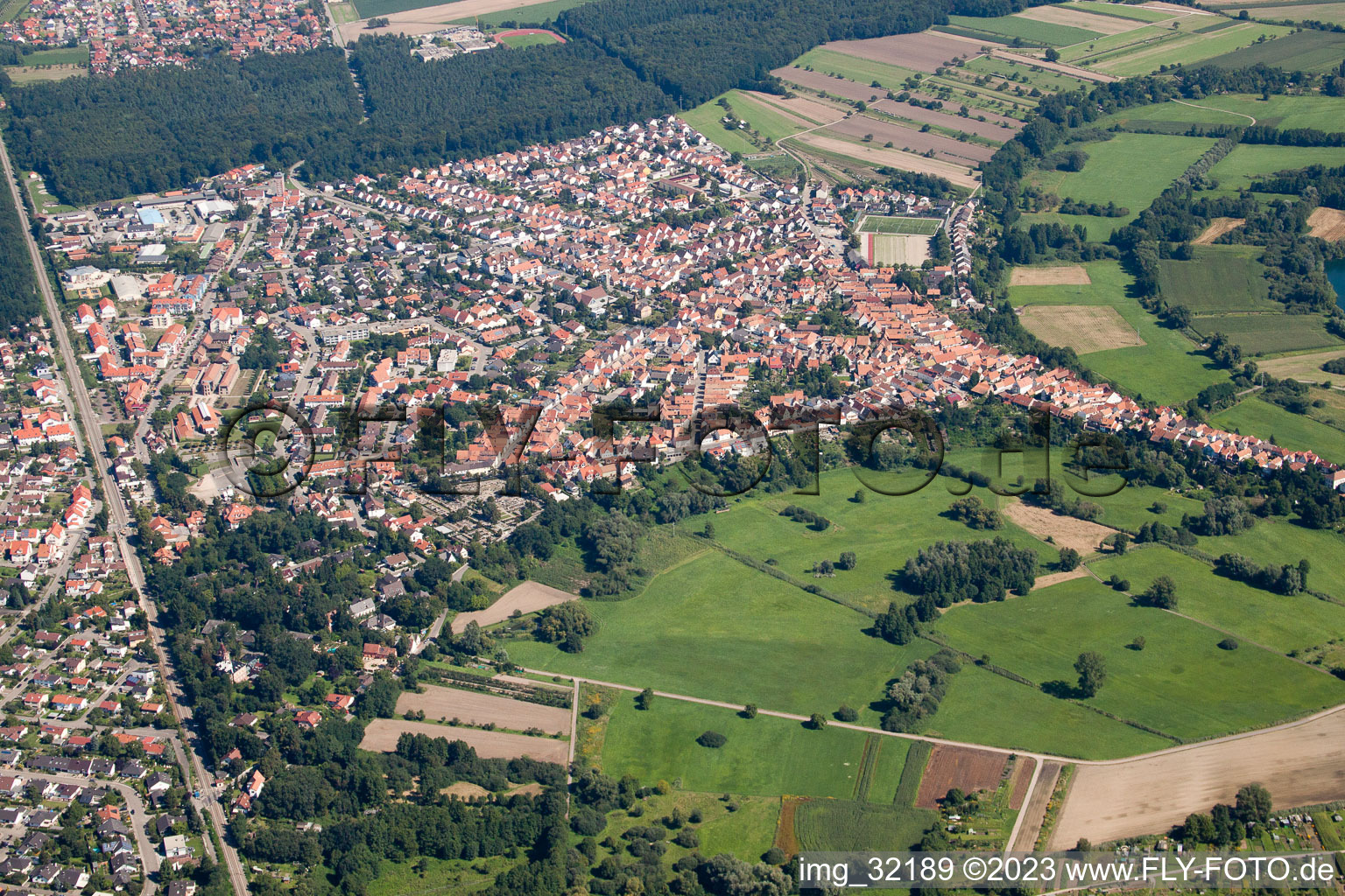 Oblique view of Jockgrim in the state Rhineland-Palatinate, Germany