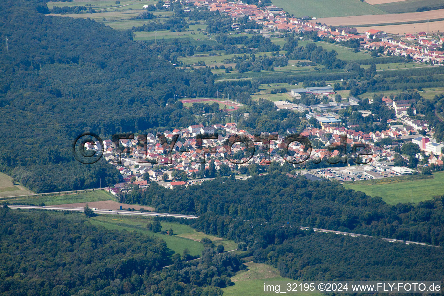 Settlement in Kandel in the state Rhineland-Palatinate, Germany from a drone