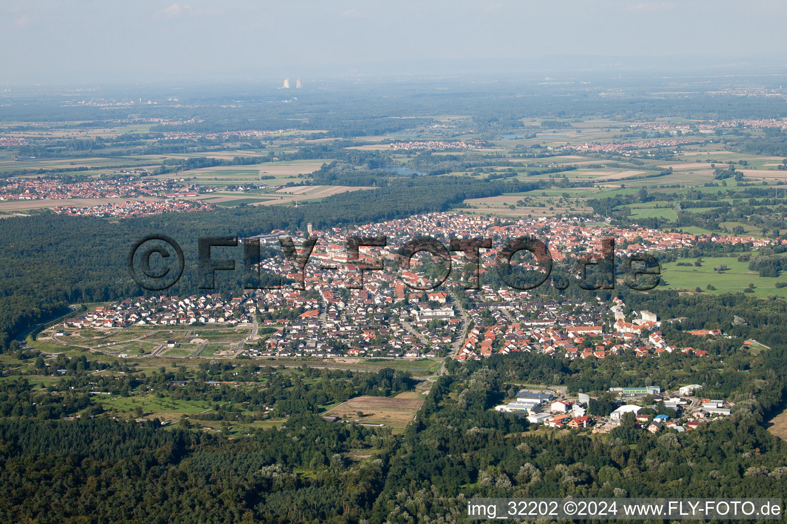 Aerial view of From the north in Wörth am Rhein in the state Rhineland-Palatinate, Germany