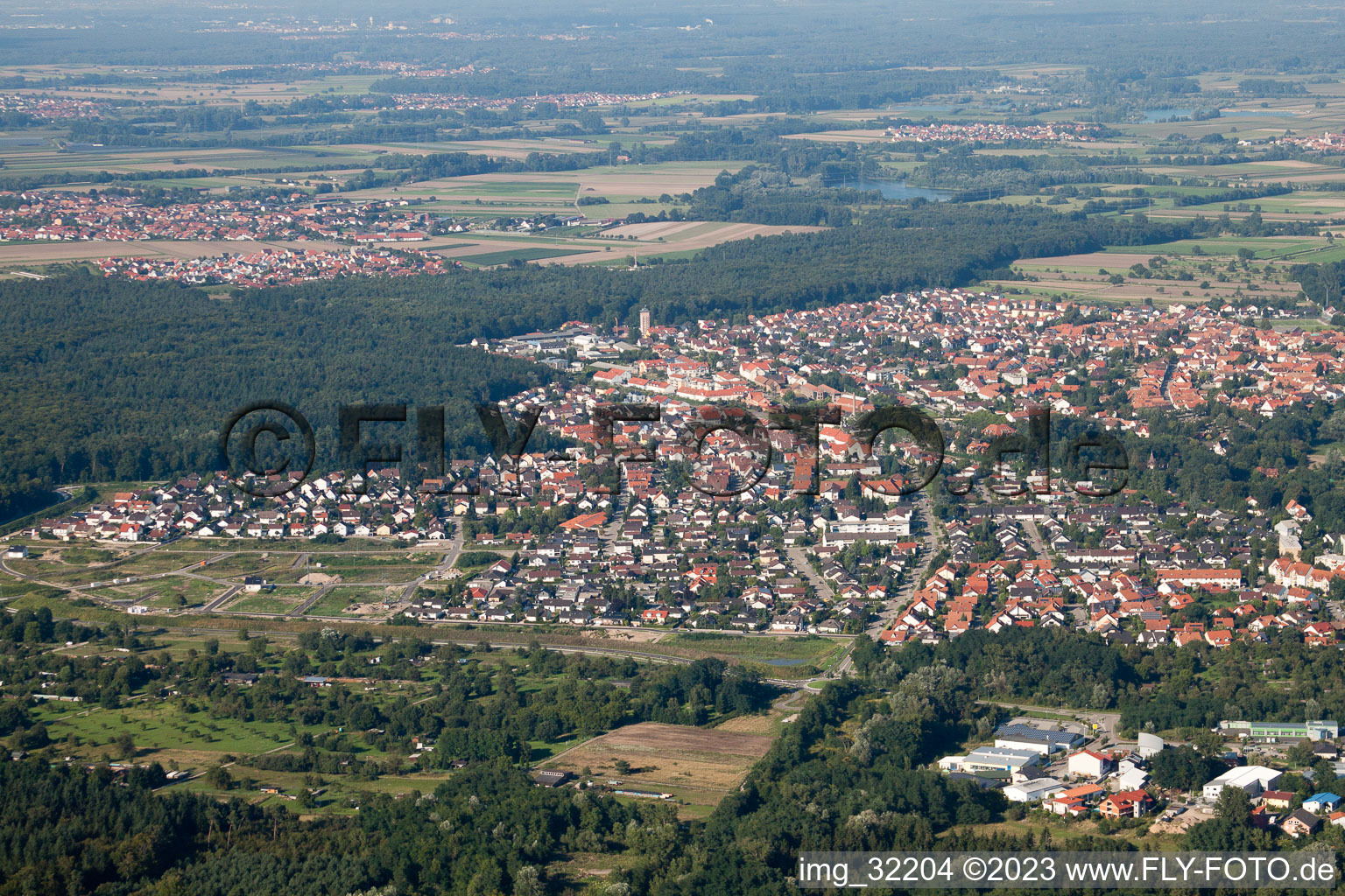 Aerial photograpy of From the north in Wörth am Rhein in the state Rhineland-Palatinate, Germany
