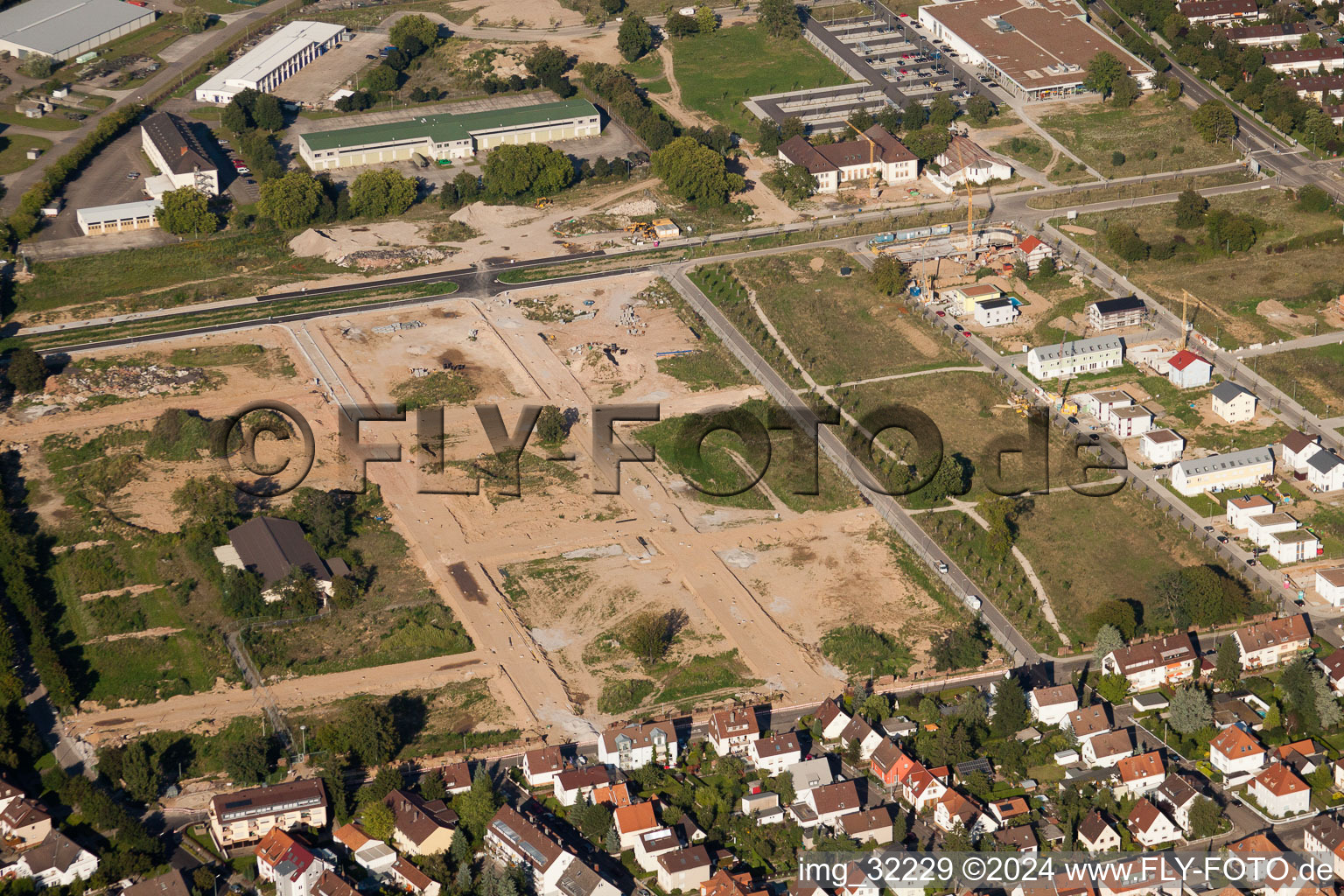 District Knielingen in Karlsruhe in the state Baden-Wuerttemberg, Germany out of the air